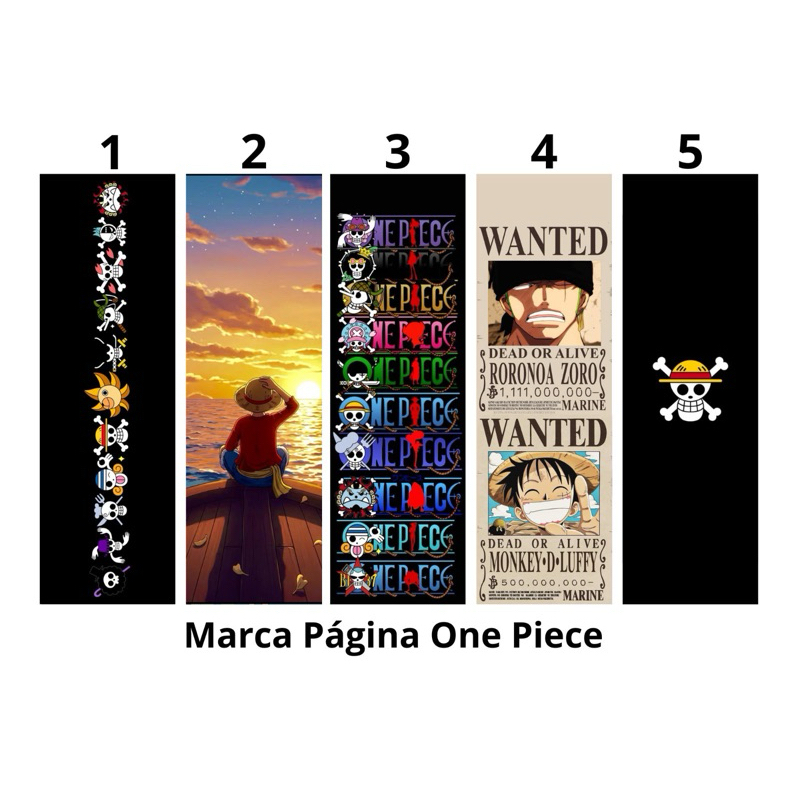 Marcador de páginas One Piece (com ou sem Tassel e/ou Frente Verso) plastificado 16x5 cm - Marca Páginas Livro