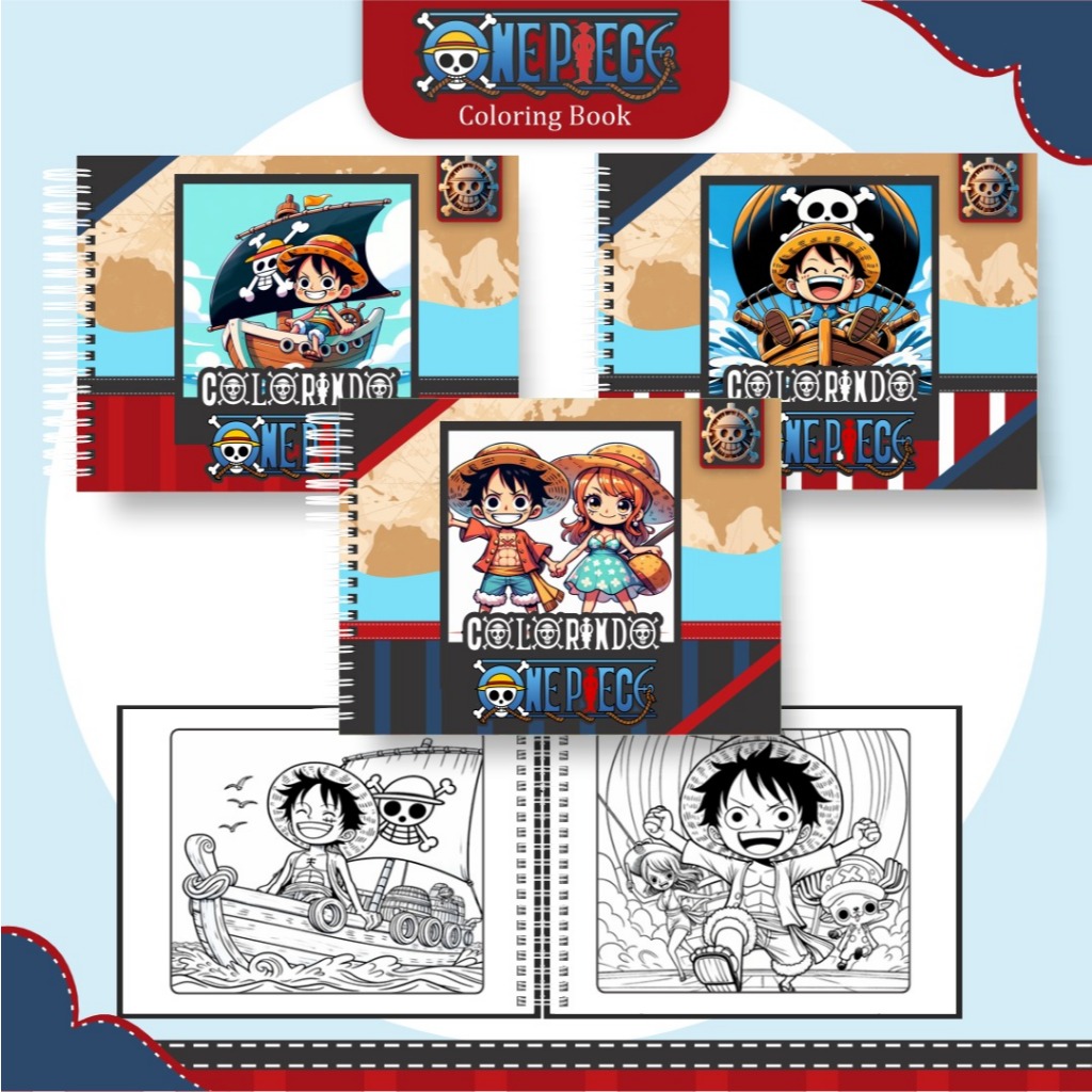 Livro de Colorir ONE PIECE 52 Folhas 180G Caderno de Desenho Pintura Coloring Book SEM PERSONALIZAÇÃO