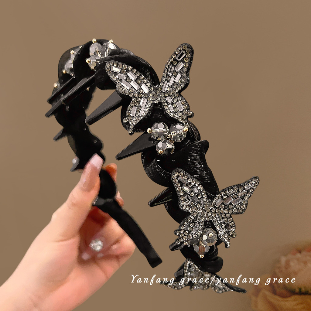 2026 princesa Paris borboleta bandana feminino High-End moda Hairpin lavagem rosto Super bonito bandana