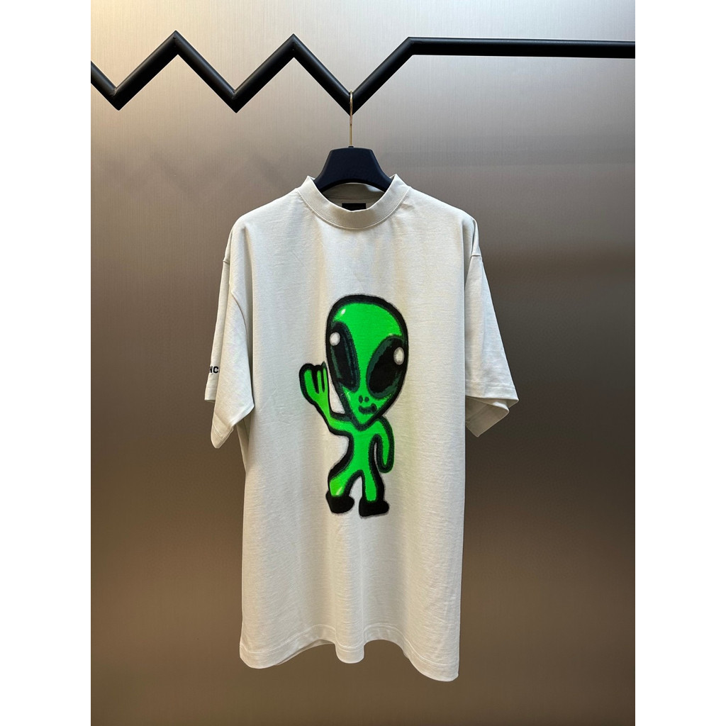 FWYO Paris Home ** Glow-in-the-dark alien smile casual short-sleeve high-end heavyweight loose-fit versatile high-street