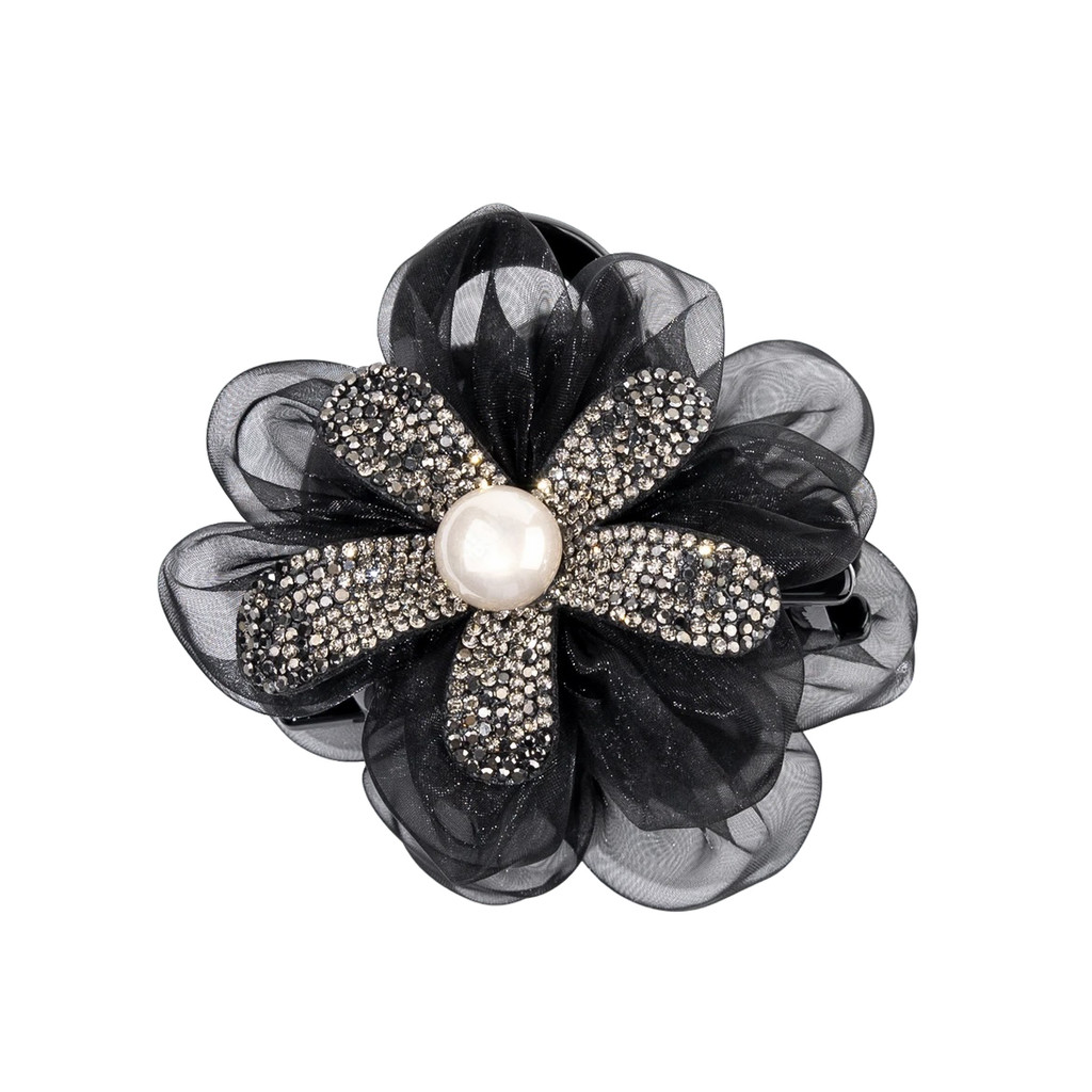 Retro Paris princesa pérola flor grampo de cabelo volta cabeça placa grampo de cabelo tubarão 2024 novo estilo High-End