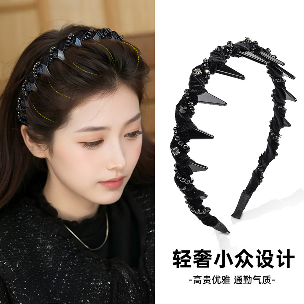 Paris princesa preto bandana feminina high-End moda luz luxo bandana 2025 novo estilo de alta manivela Hairpin