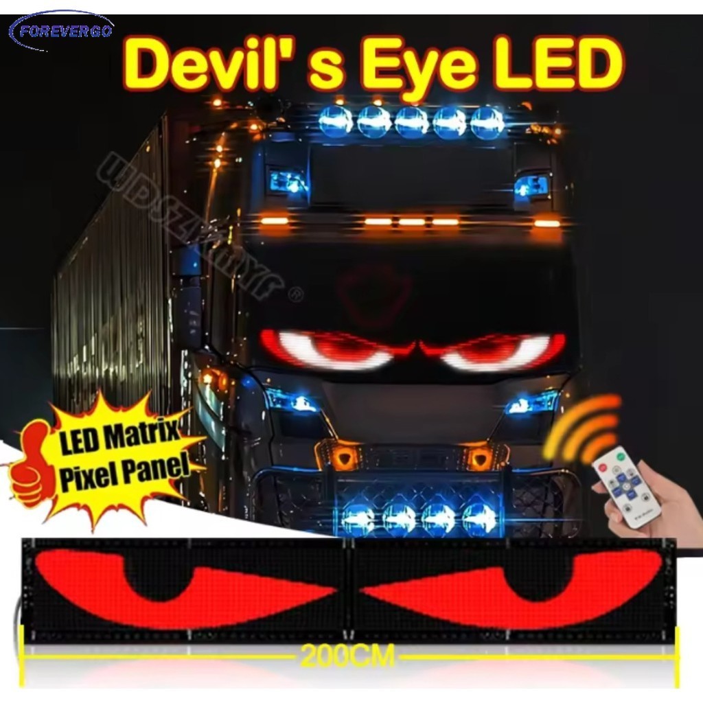 FR Olho Do Diabo LED Caminhão Sinal De Controle Remoto Rolagem Animação Matriz Pixel Painelled Display Luz Para Carro Pá