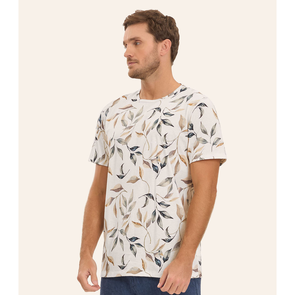 Camiseta em Meia Malha Masculina Diametro Bege