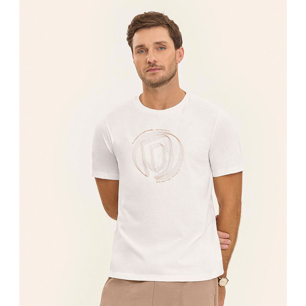 Camiseta em Meia Malha Masculina Diametro Bege