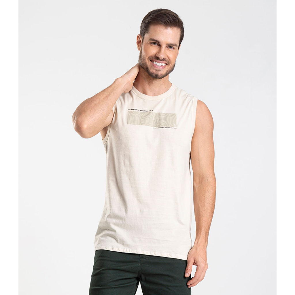Regata Meia Malha Masculina Diametro Bege