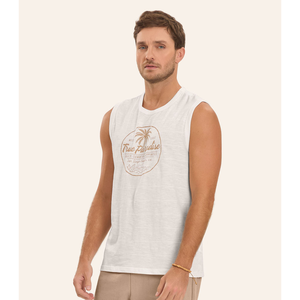 Regata em Meia Malha Masculino Diametro Bege