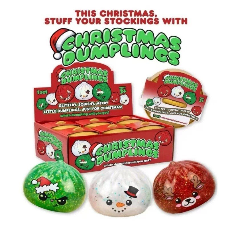 8.5CM LARGE Christmas DumplingFruit Smoothie Pattern Handmade Noisy Fidget Ball Durable Toy for Office Worker Anxiety Re