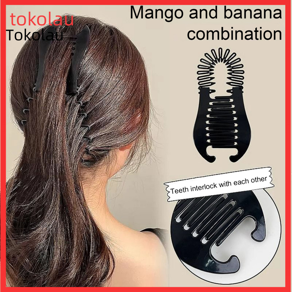 Lightweight Durable Hairpin 2pcs Women Banana Hair Clips Non-slip Grip Ponytail Pins Stylish Back Head Accessories for E