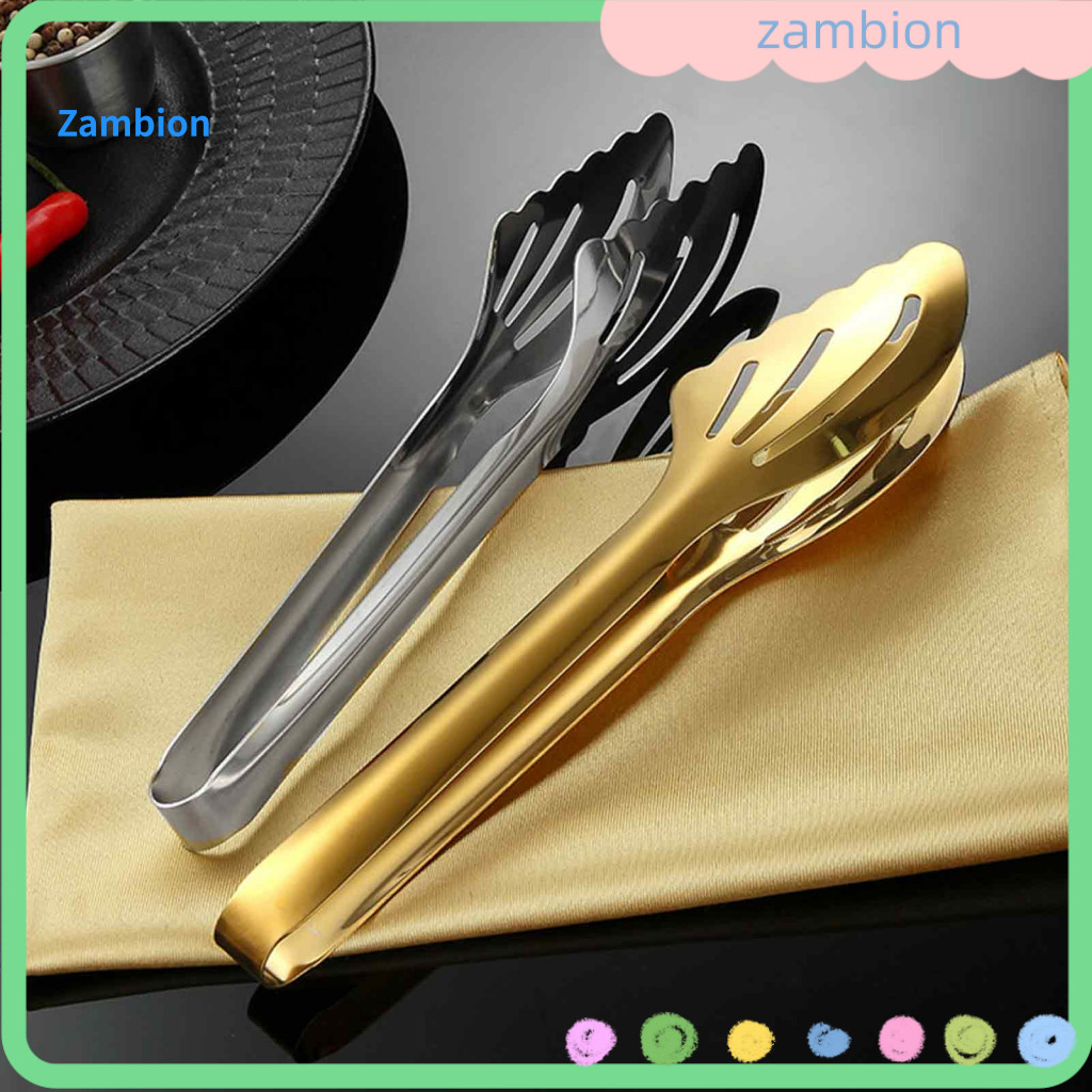 Kitchen Tongs for Grilling Professional Catering Food Stainless Steel with Non-slip Grip – Hollow Out Bbq Cooking Serv