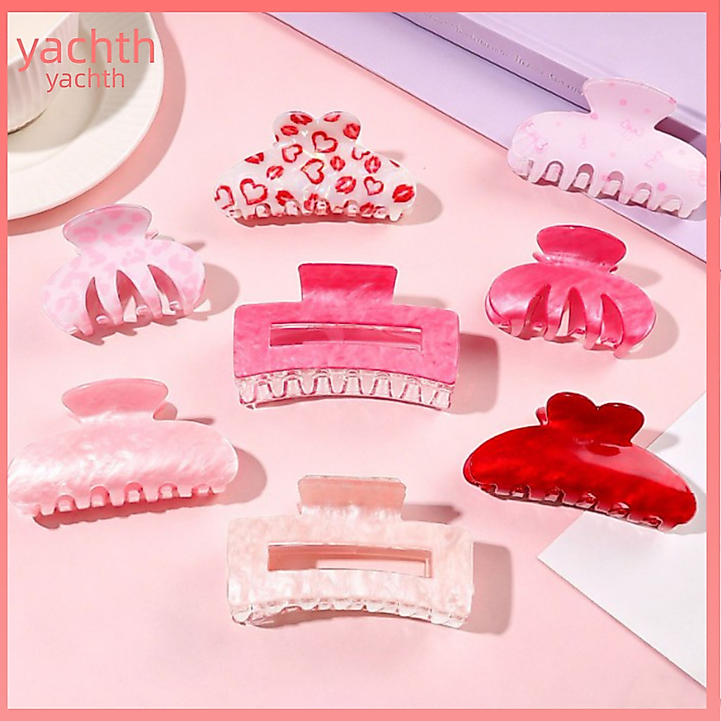 Durable Hair Grip Practical Leopard Print Claw Clip Medium Size Pink Anti-slip Strong Shark Jaw Accessory for Women Girl