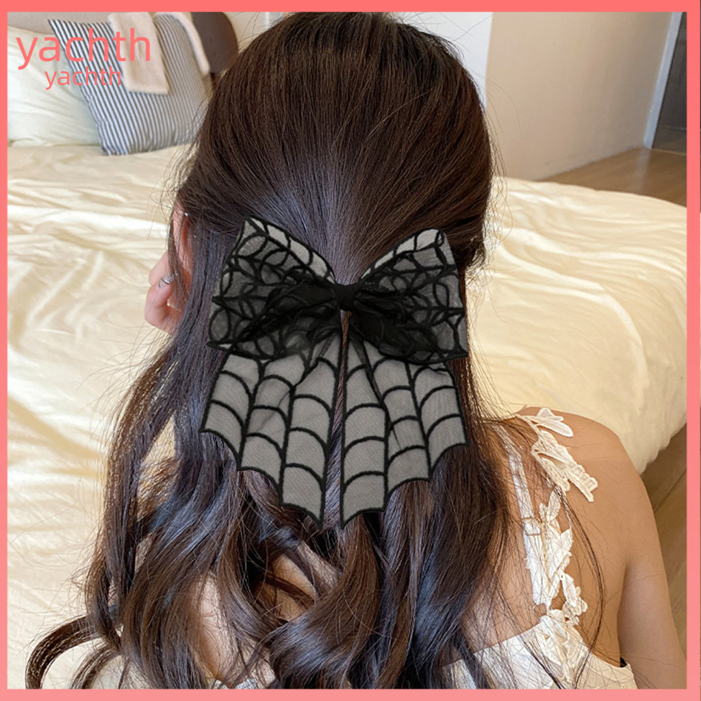 Punk Style Hair Clips Halloween Women Clip Strong Grip Non-slip Bats Spider Webs Pattern Hairpin Stylish Accessories for