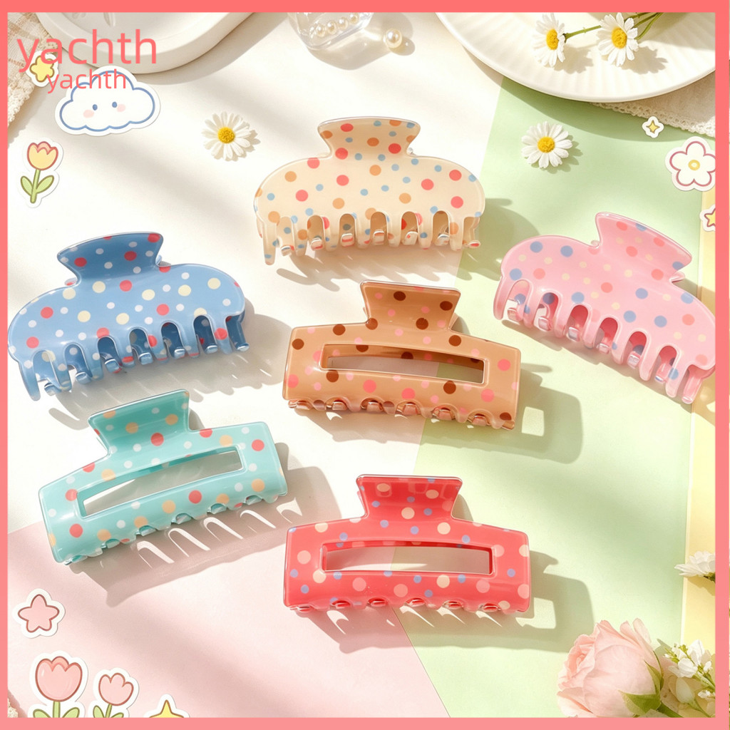 Hair Claw Clips Non Slip Accessories Colorful Polka Dot Clip for Women – Sweet Macaron Non-slip Shark Grip Lightweight