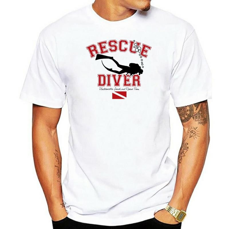 2025 Nova Moda Casual Camiseta Masculina SAR-Pesquisa Subaquática E Resgate : DIVER Screen Impresso Branca Tops Tee