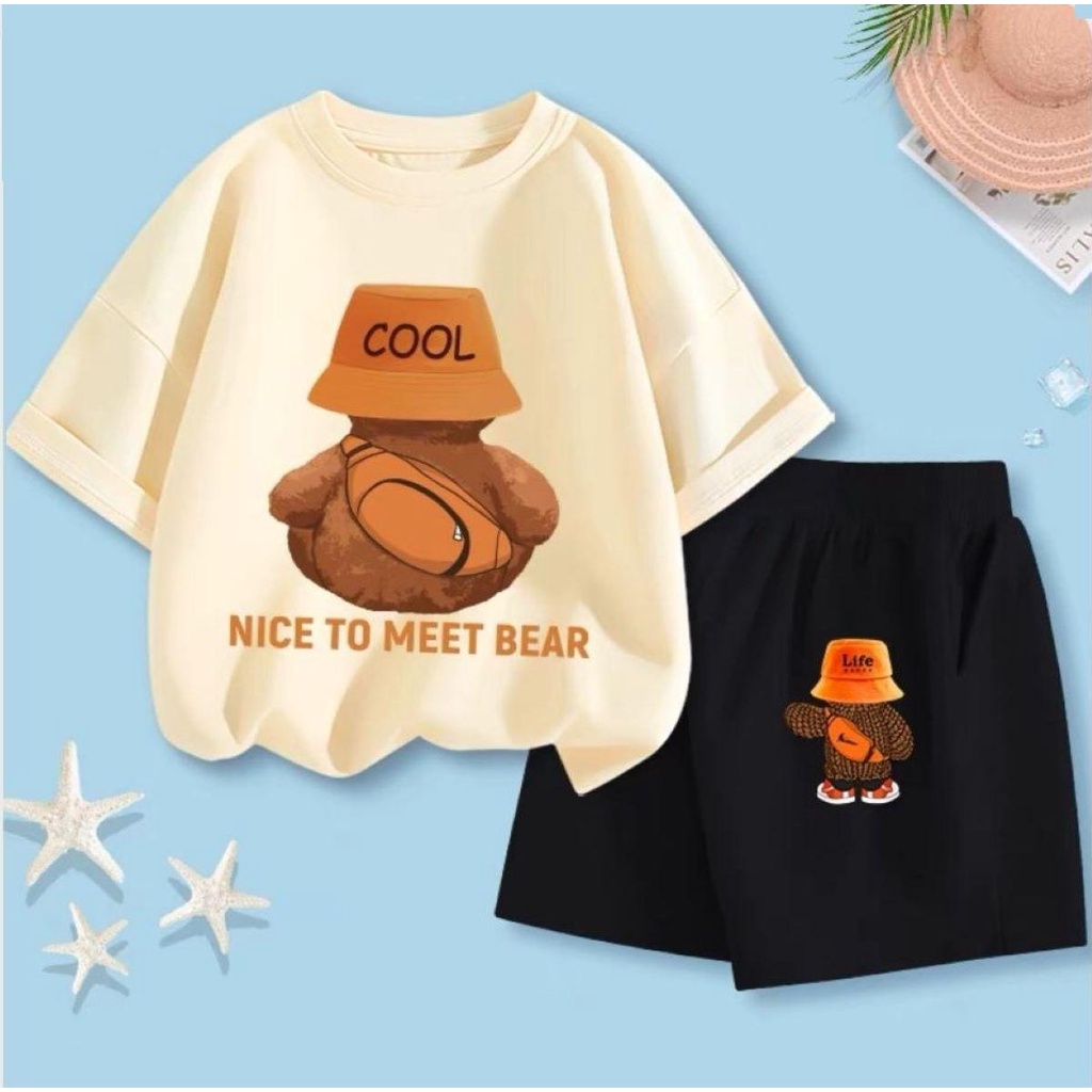 Najwa-Conjunto Infantil Impresso Com Tela Meet Bear/Babytery Series Unissex Oneset