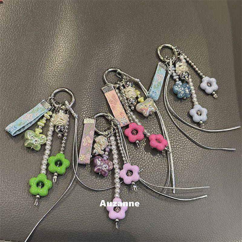 Niche Bow Flower Suitable for Cellphone Chain Bags Car Key Pendant Airpods4 Earphone Case Ornaments eGKW