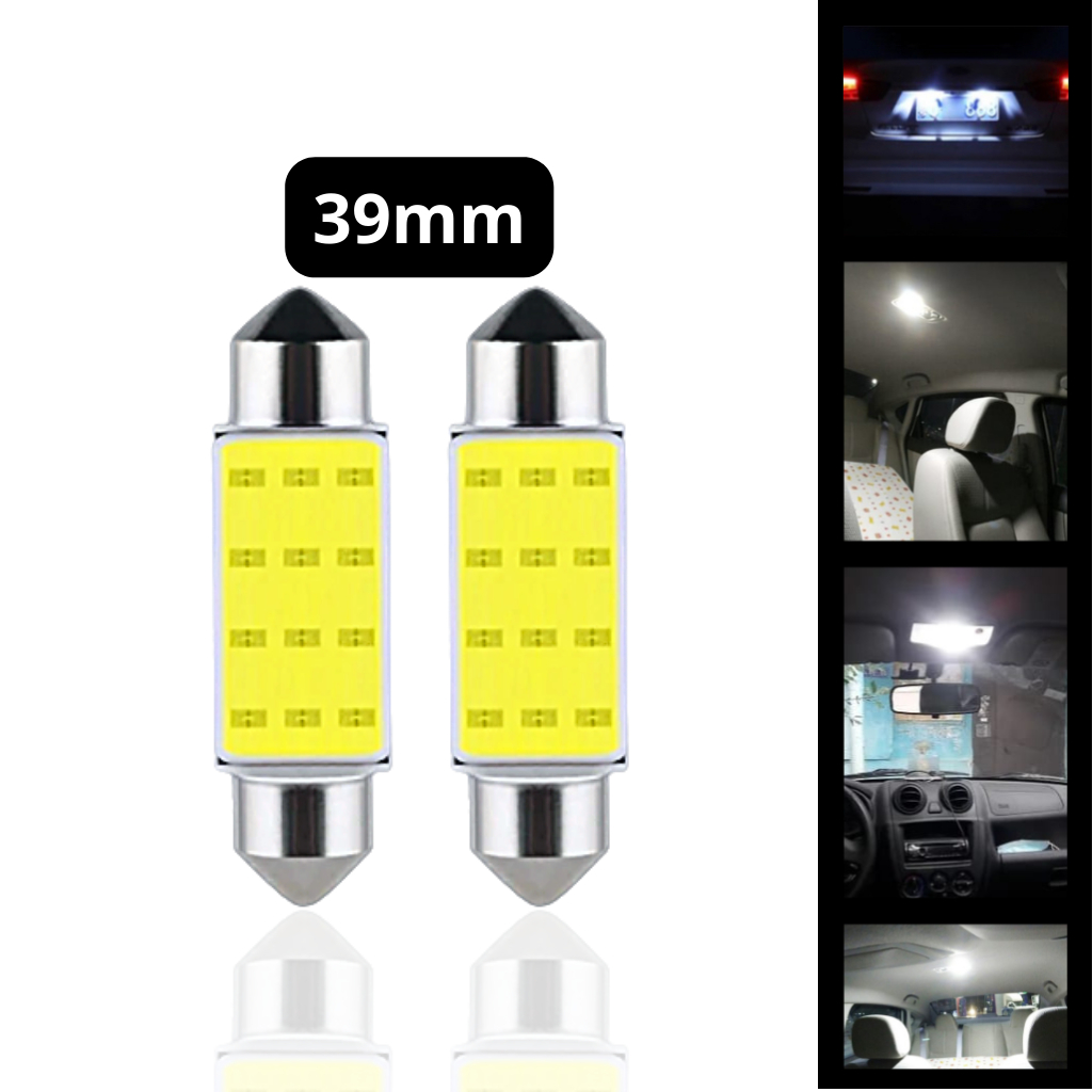 Lâmpada led Torpedo 39mm Siliconada 12 Leds 12v premium Branca super alto brilho qualidade Brilhante cob 12smd 1.5