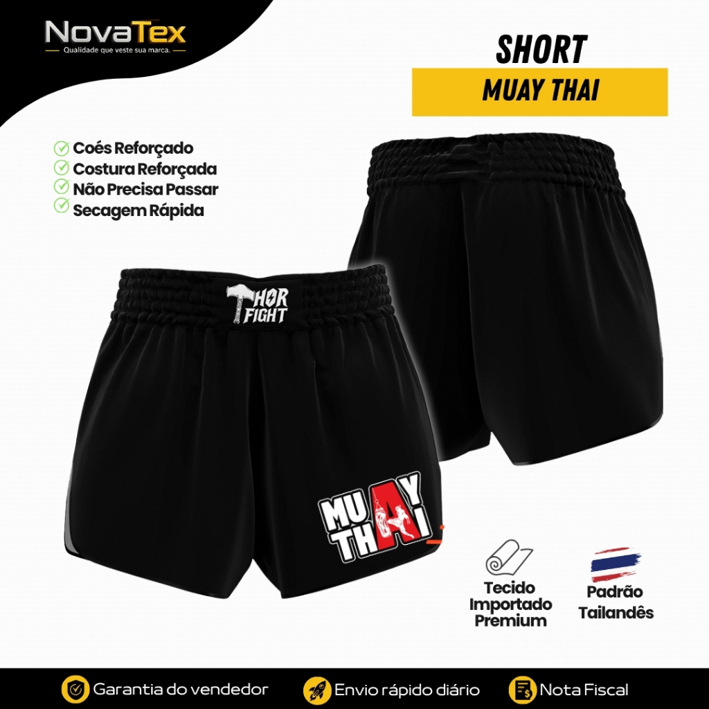 Short Muay Thai Muay Run Premium Unissex Para Treino MMA Boxe Kickboxing