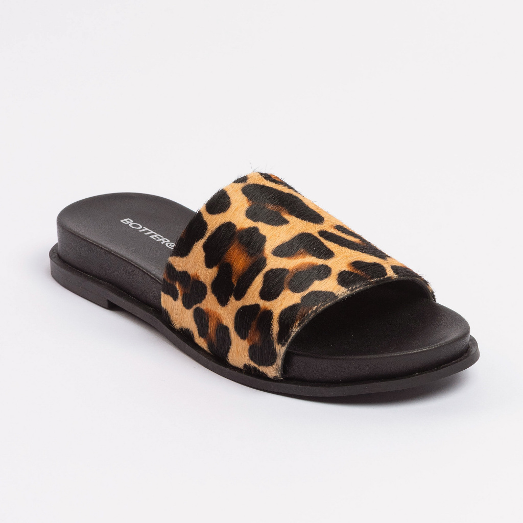 Slide Feminino Bottero Couro Animal Print Tira Larga Confortável Original e Leve 372504