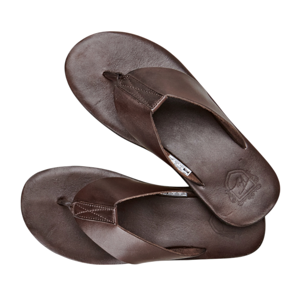 Chinelo Masculino Couro Tiras Largas Liso Leve Confortável Dia a Dia Casual Trabalho
