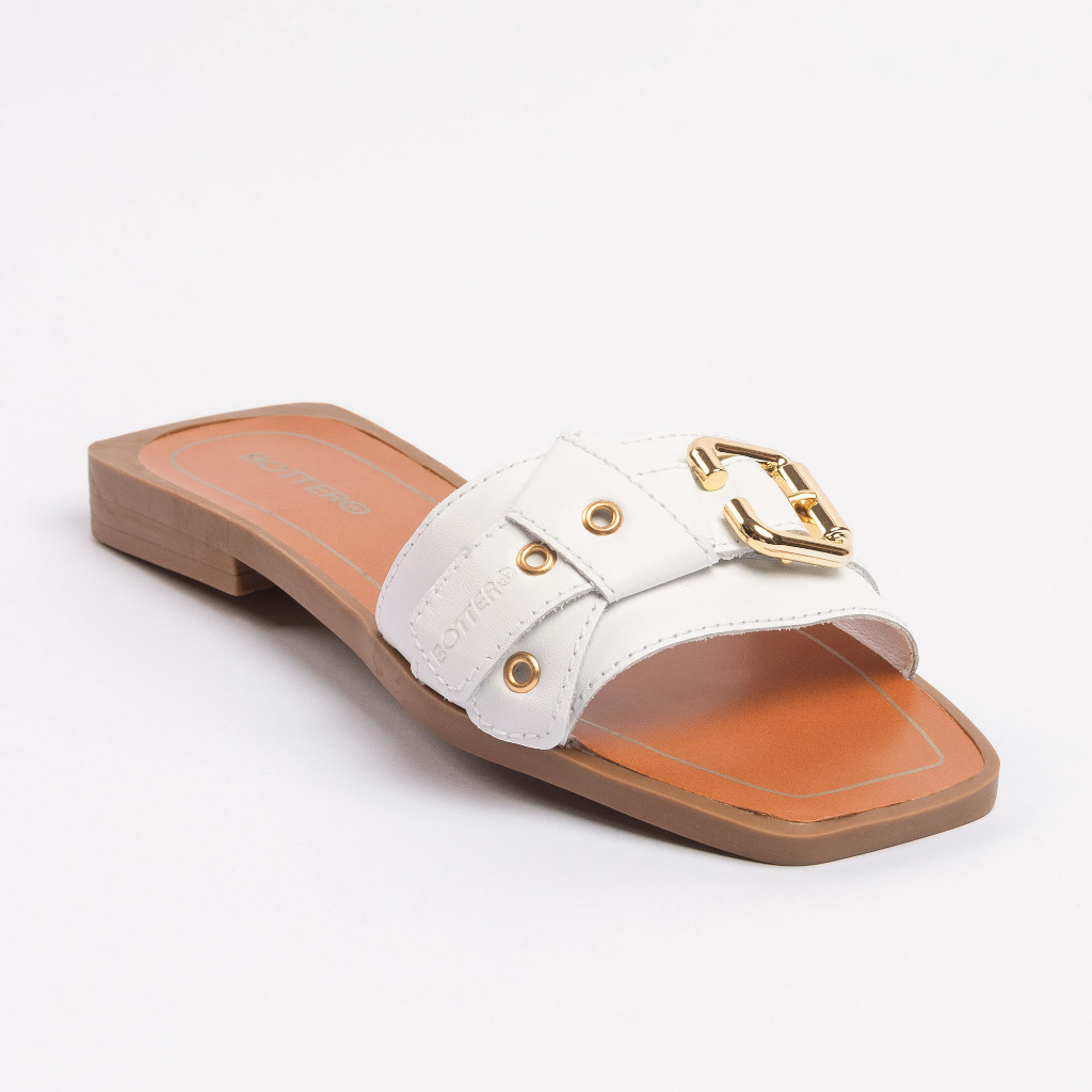 Sandália Rasteira Bottero Feminina Couro Natural Tira Larga Conforto e Estilo 368308