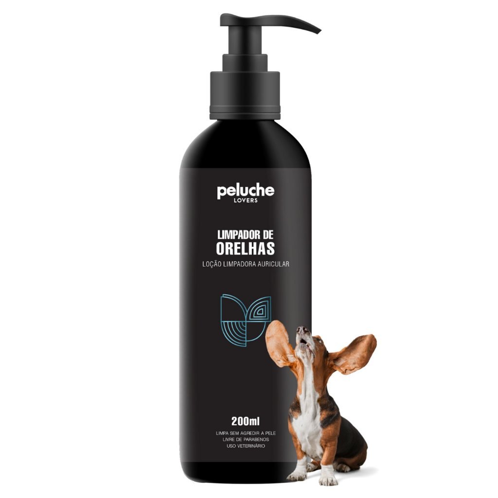 Limpador De Orelha Pet Peluche 200ml Para Cachorro Gato Loção Auricular Higiene Premium Limpeza