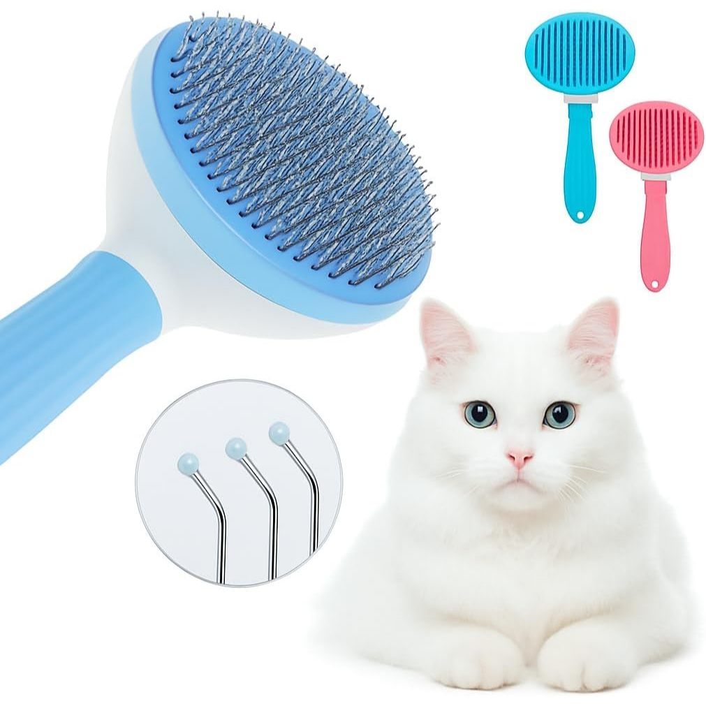 Escova Rasqueadeira Pet Tira Pelos Limpeza Autolimpantes Gato Cachorro