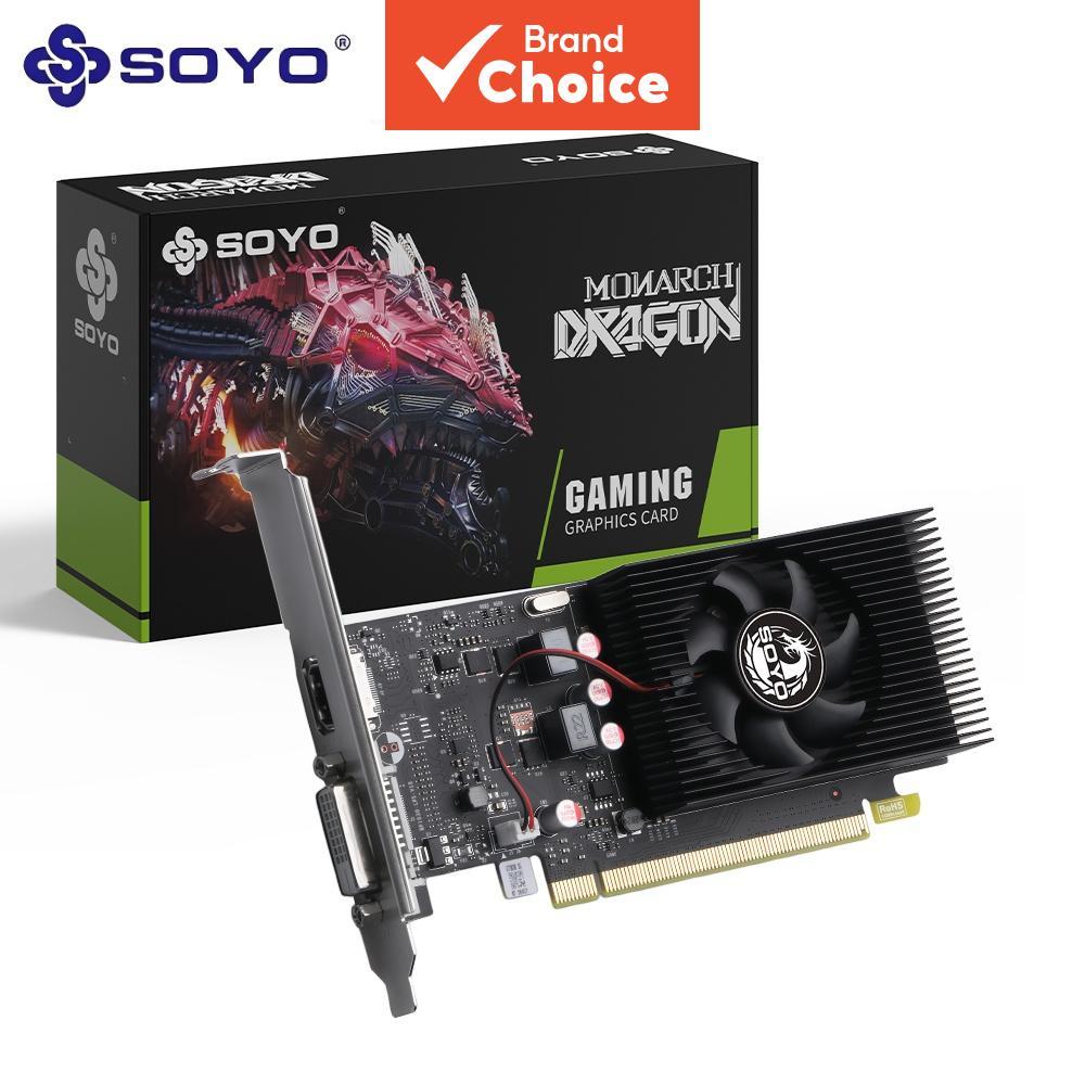 Placa de Vídeo SOYO GT1030 2GB GDDR5 64 Bits, núcleo GP108, perfil baixo, uma slot, baixo consumo 30W, HDMI+DVI, placa
