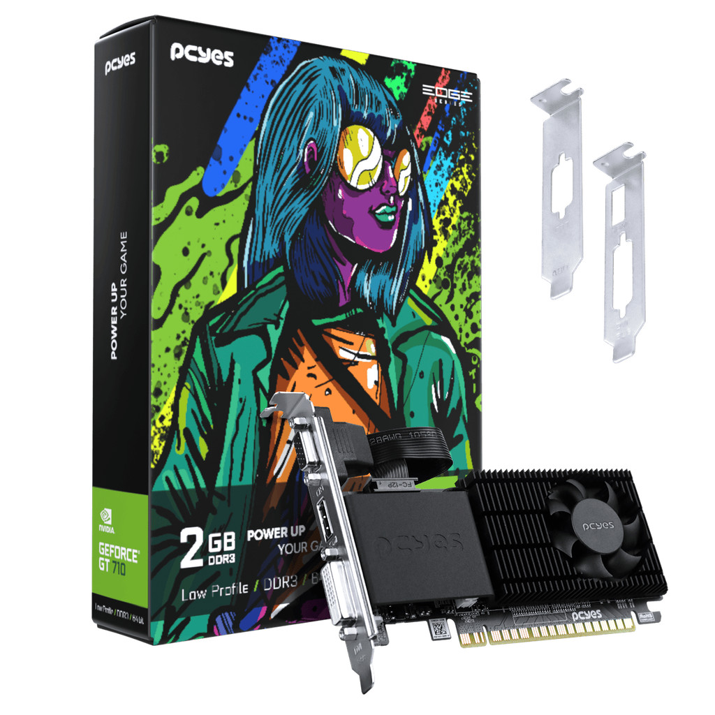Placa de Vídeo Gráfica Nvidia Geforce Gt710 2Gb Ddr3 64Bits Pcyes