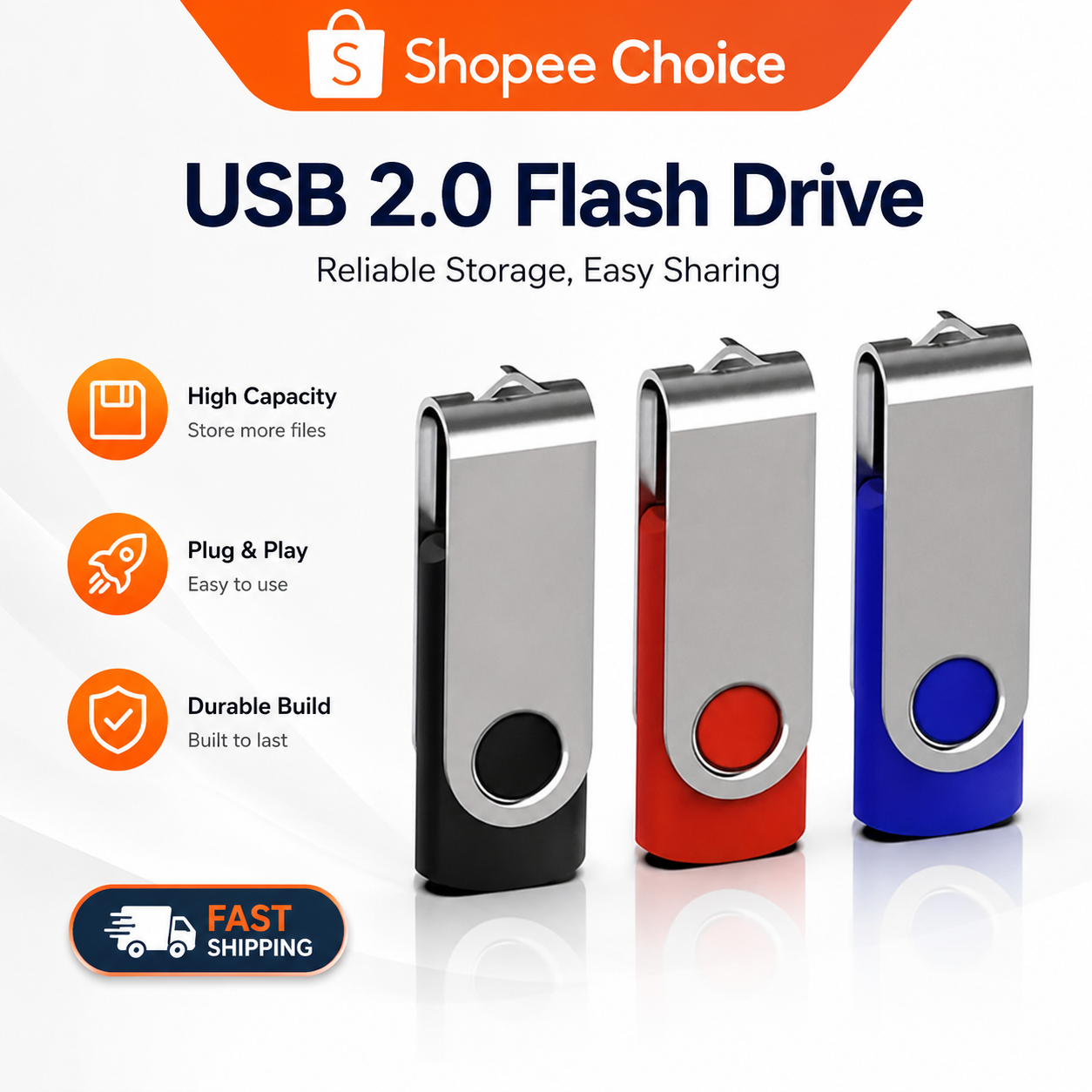 Flash Drive para Carro 64GB 32GB 16GB 8GB 4GB 2GB 1GB - Compatível com Som Automotivo, Desktop, Laptop, Projetor, Áudio