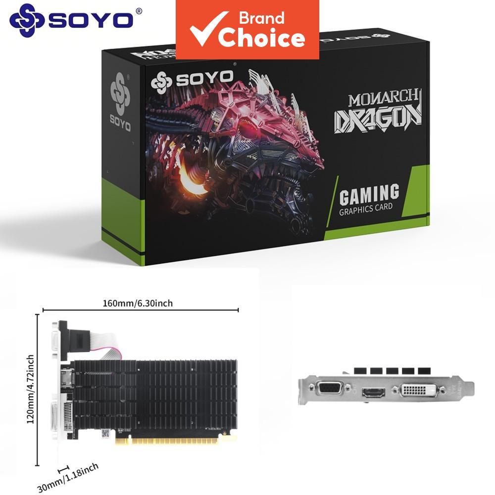 Placa de vídeo SOYO GeForce GT710 2GB DDR3 perfil baixo, GPU GK208, dissipador passivo 0dB, 64 bits, HDMI DVI VGA Triple