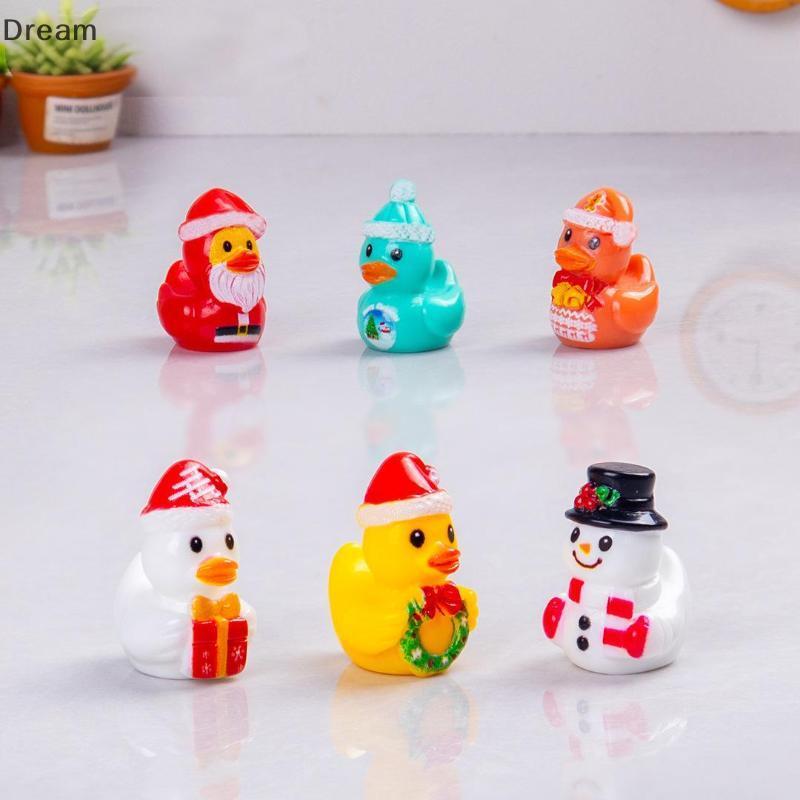 < Dream > 6 Pçs Natal Mini Du Resina Estatueta Bonito Micro Paisagem Ornamento Pequena Estátua Para Decoração De Mesa Pr
