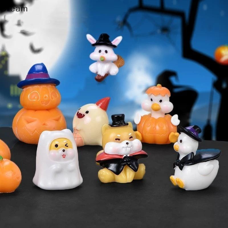 < Dream > Halloween Mini Estatuetas De Resina Adorável Forma De Desenho Animado Brilhante Tons Vívidos Pequena Decoração