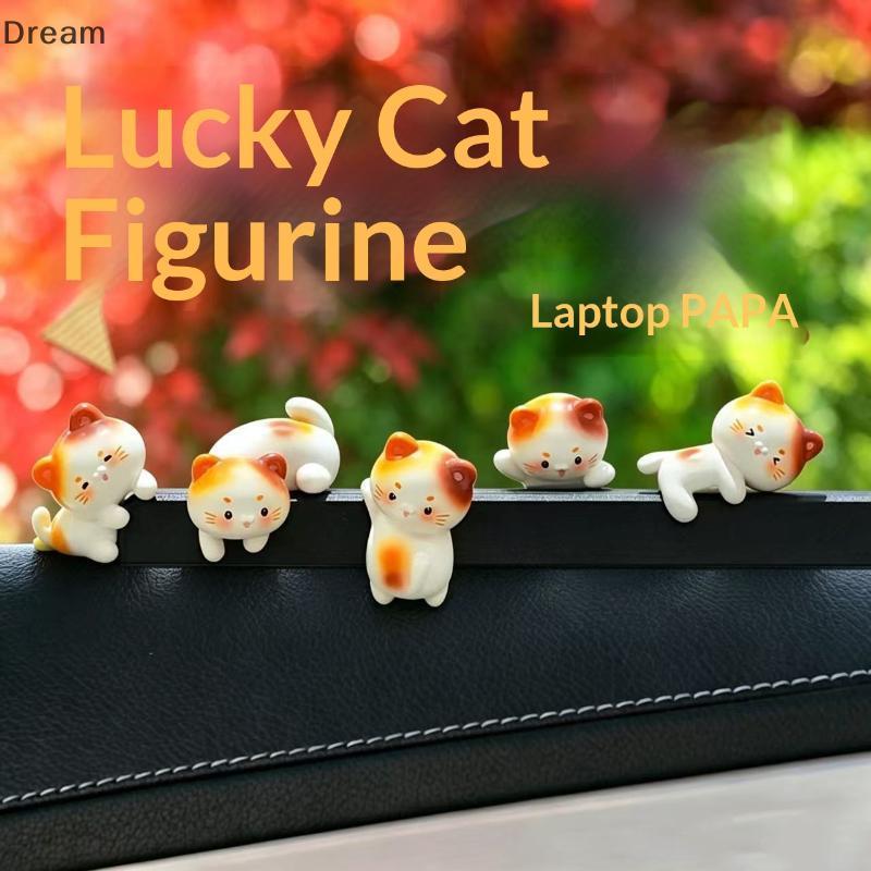 < Dream > Estatueta De Gato Fofa De Desenho Animado Mini Gatinho Ornamento Engraçado Decoração De Mesa Para Monitor De C