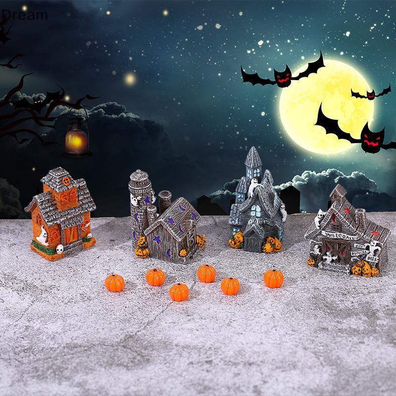 < Dream > Halloween Mini Casa Assombrada Estatueta De Resina Único Ornamento Assustador Para DIY Foto Adereços Decoração