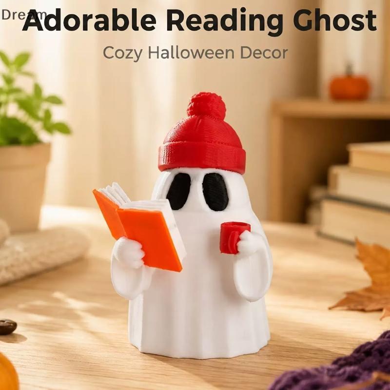 < Dream > Estatueta Fofa De Leitor Fantasma , Mini Ornamento De Mesa Para Decoração De Férias De Natal , Sala De Estar ,