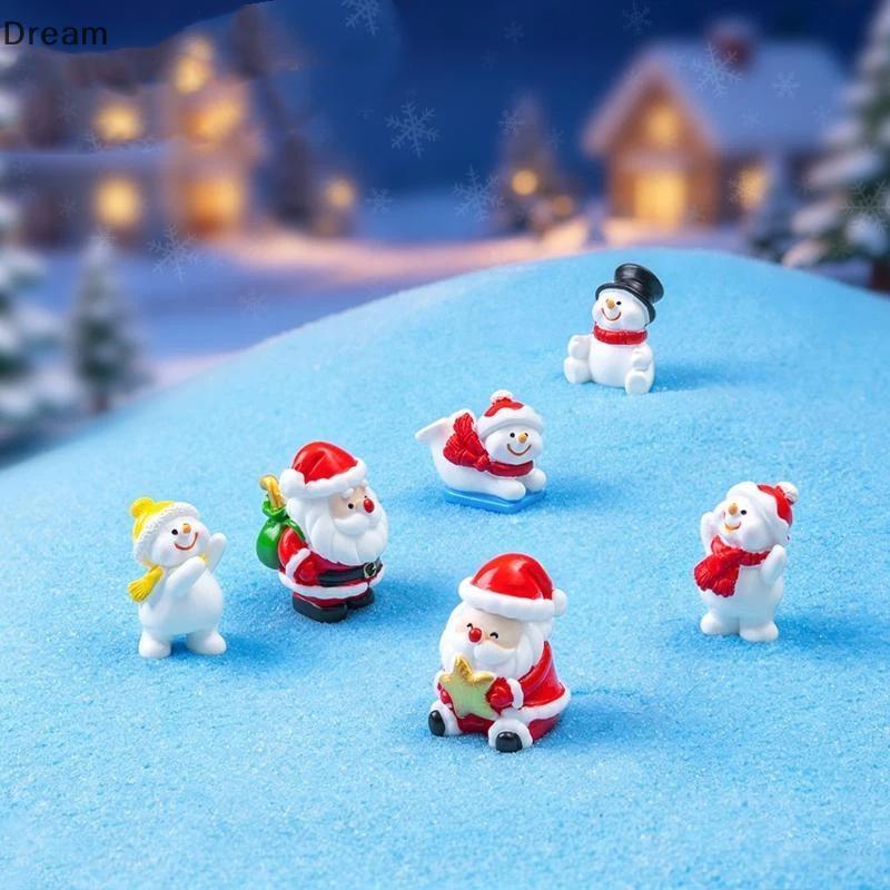 < Dream > Mini Estatueta De Resina De Natal Fofa Boneco De Neve De Papai Noel Ornamento Para Micro Paisagem Artesanato F