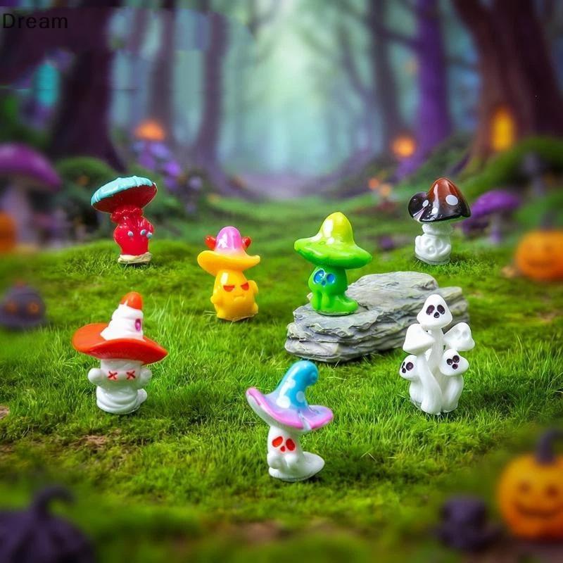 < Dream > Mini Estatuetas De Resina Fantasma De Cogumelo De Halloween Adoráveis Artesanato Colorido E Seguro Em Para Cri