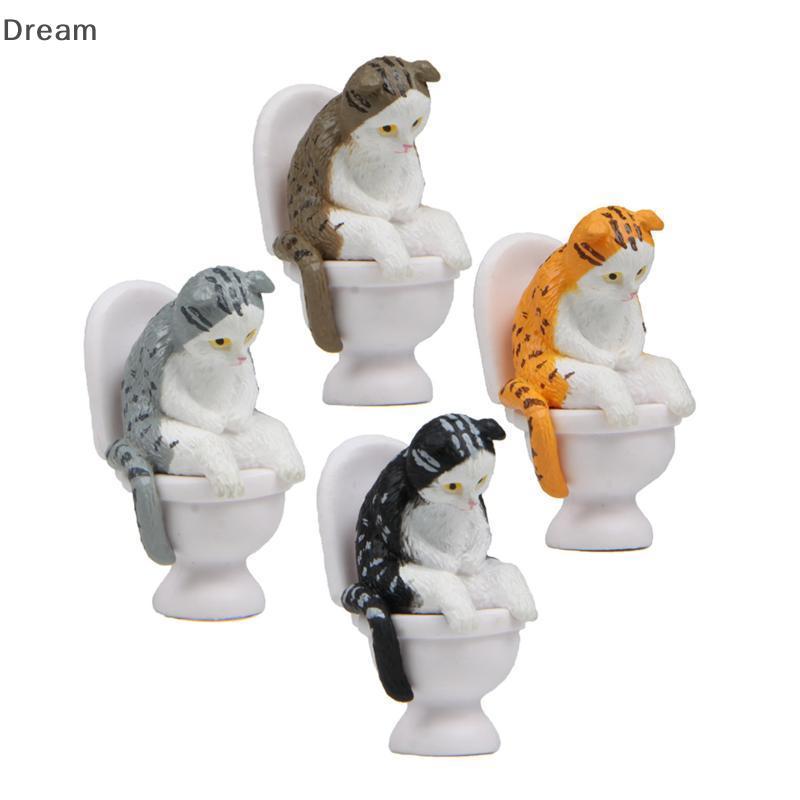 < Dream > Assento Sanitário Kawaii , Estatueta De Desenho Animado De Gato , Mini Estátua Adorável , Faça Você Mesmo , Ja