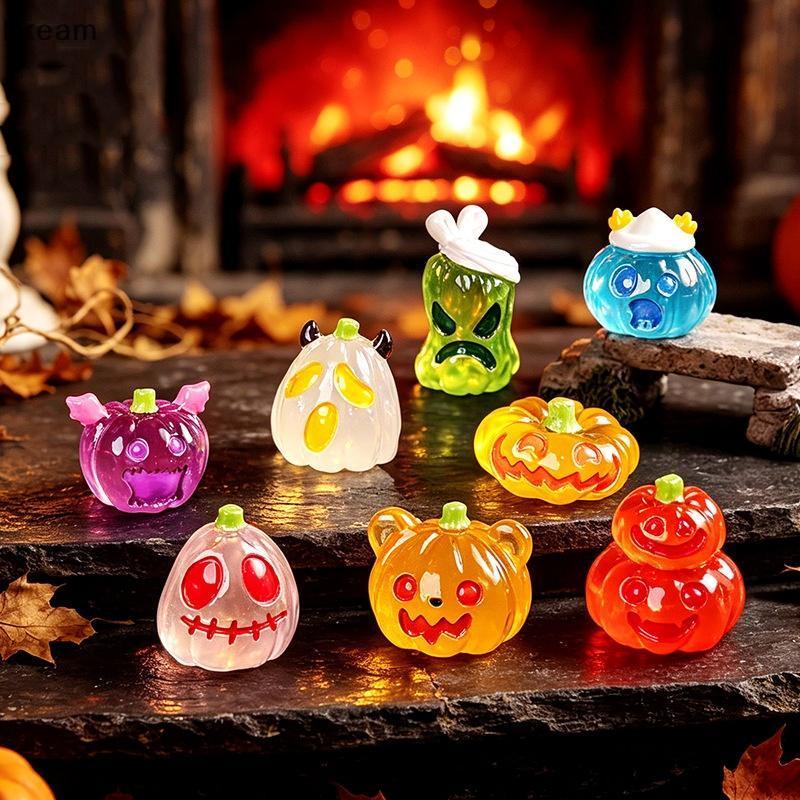 < Dream > Mini Estatueta De Resina De Abóbora Luminosa Que Brilha No Escuro , Ornamento De Halloween Para Quarto Infanti