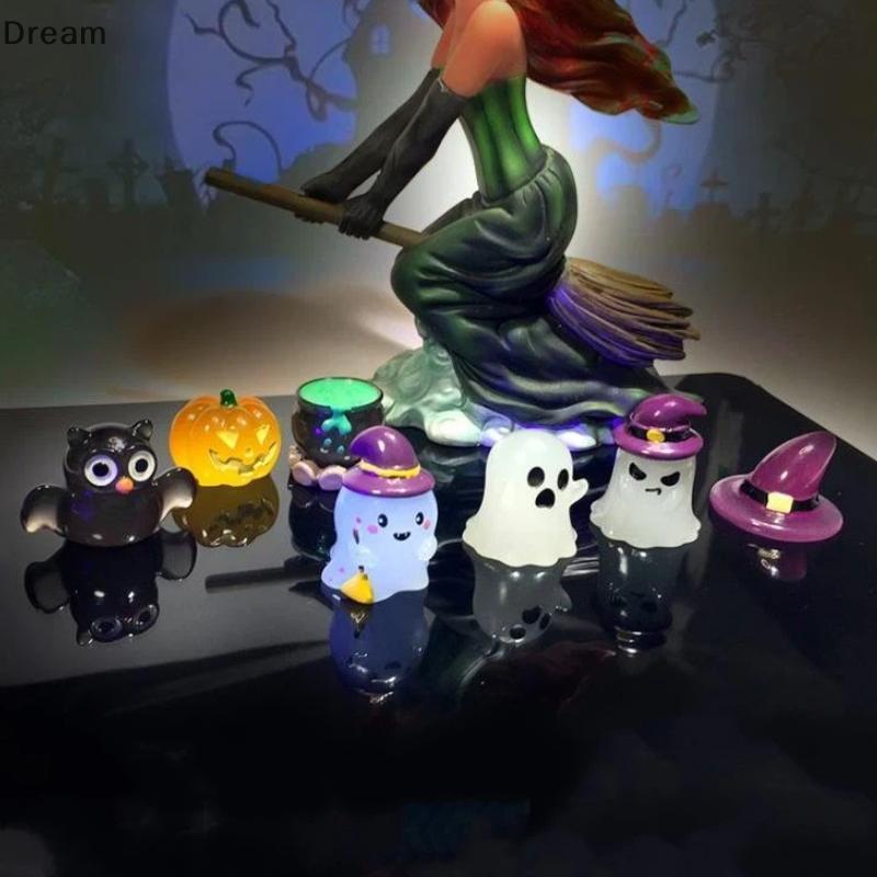 < Dream > Mini Ornamento Brilhante De Halloween , Estatueta Fofa De Abóbora Fantasma De Bruxa Para Quarto Interno , Mesa