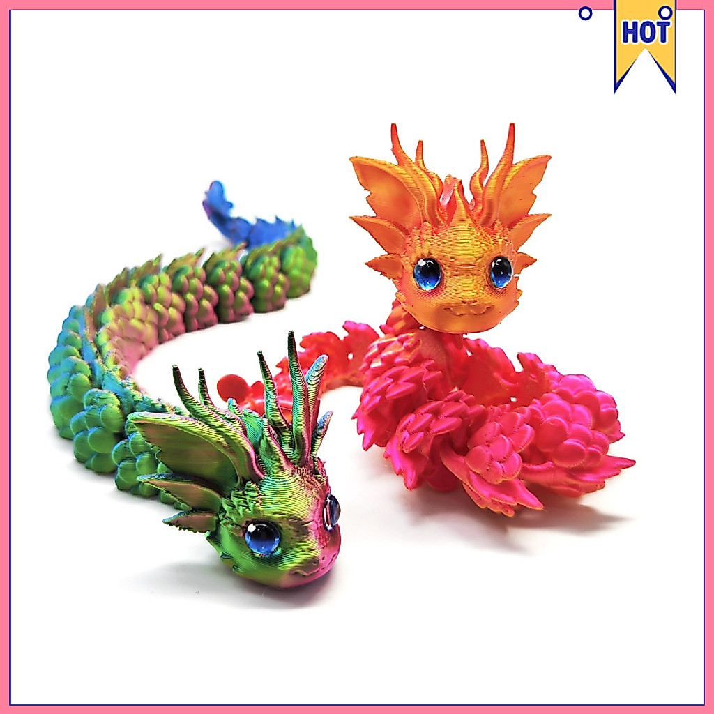 3d Printed Articulated Dragon Fidget Toy – Cute Desk Decor Stress Relief Fantasy Collectible Gift for Adults Unique Or