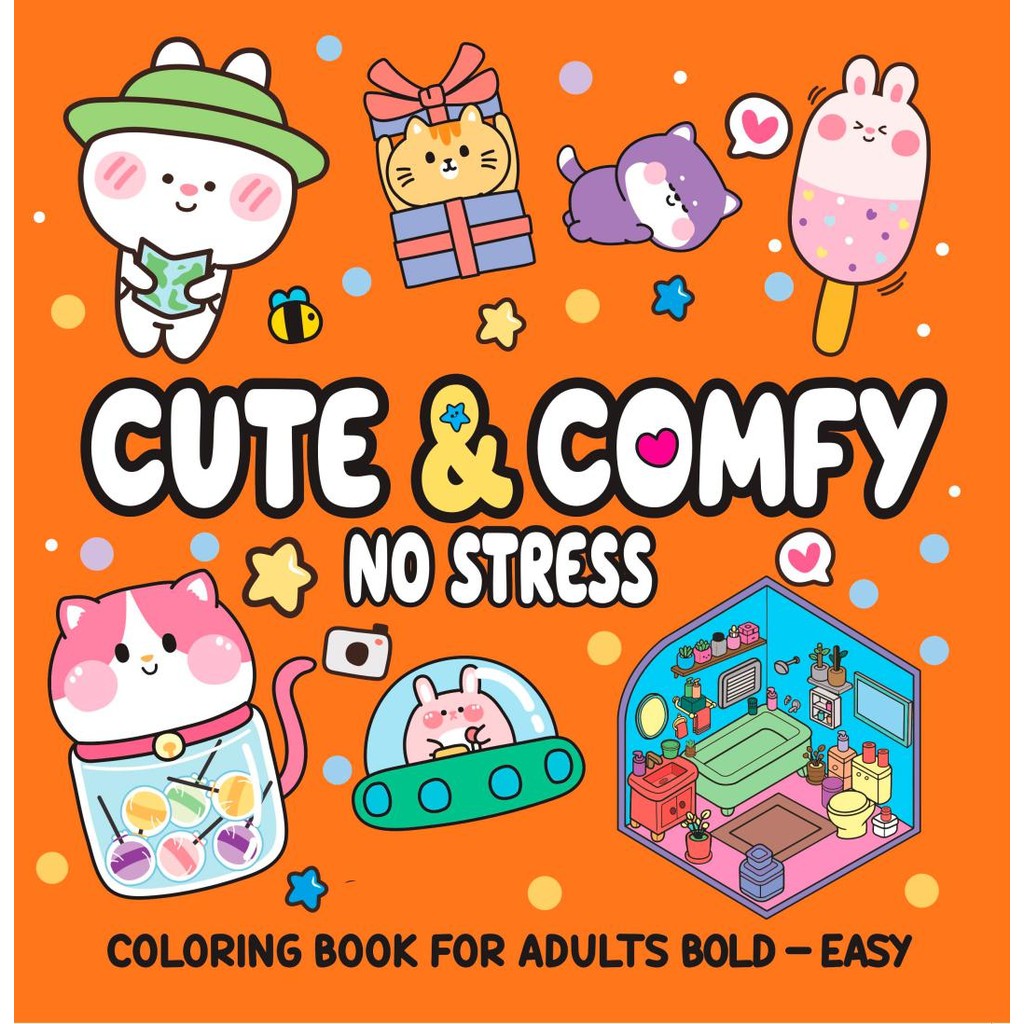 Cute & Comfy Coloring Book for Adult Bold Easy - No Stress - Livro de Colorir Adulto Livro AM
