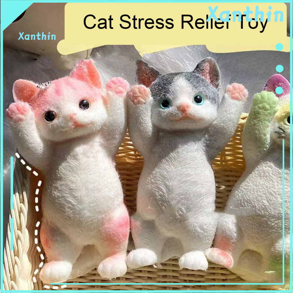 Cat Stress Relief Toy Squeeze for – Soft Tpr Fidget Ball Anxiety Pinch for Kids Teens Adults Cute Kitten Shape Perfect