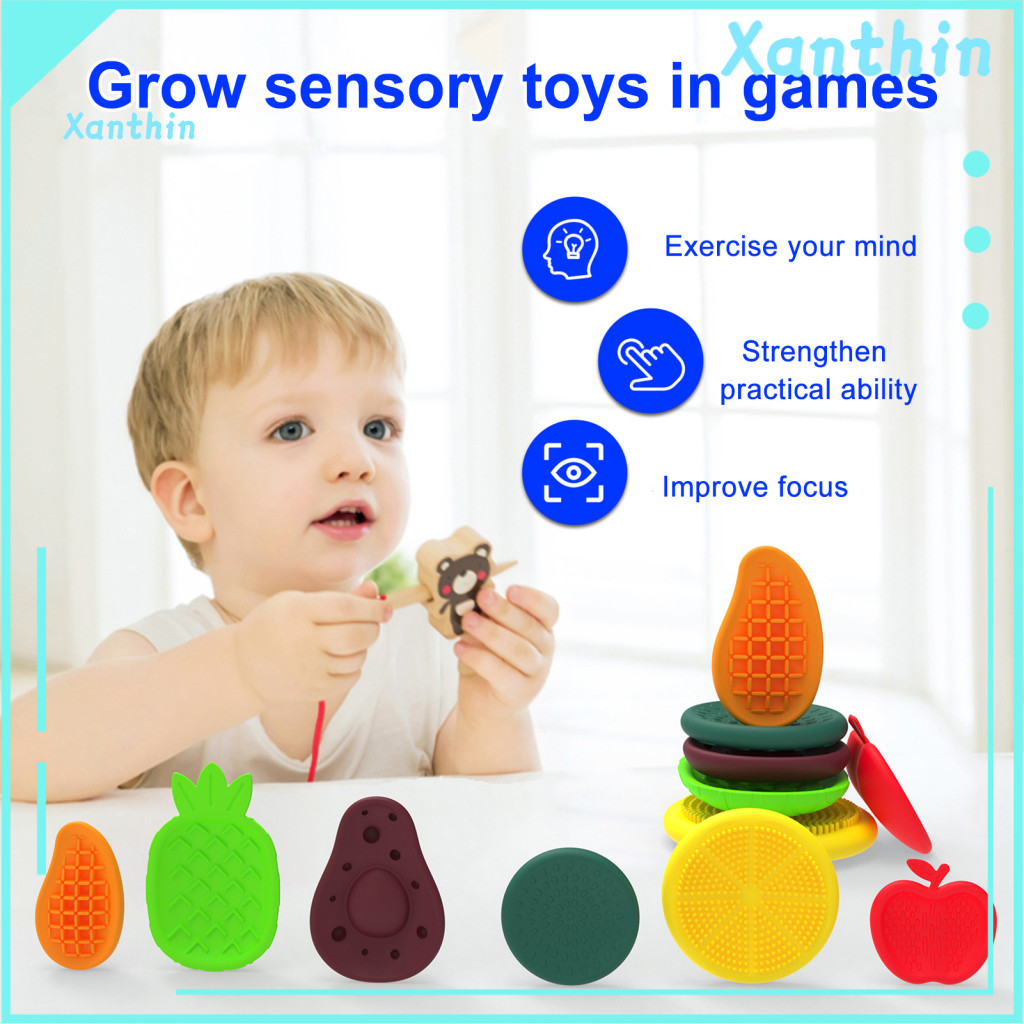 Travel Stone Toy 6/12 Pcs Silicone Toys – Portable Anxiety Stress Relief Fidget Stones for Kids Teens Adults Worry for