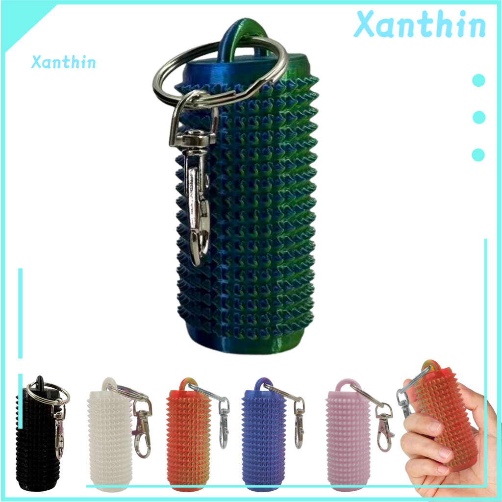 Teens Adults Spiky Toy Grippie Stim Fidget with Keychain – Portable 3d Printed Stress Relief Roller Mini Handheld Sens