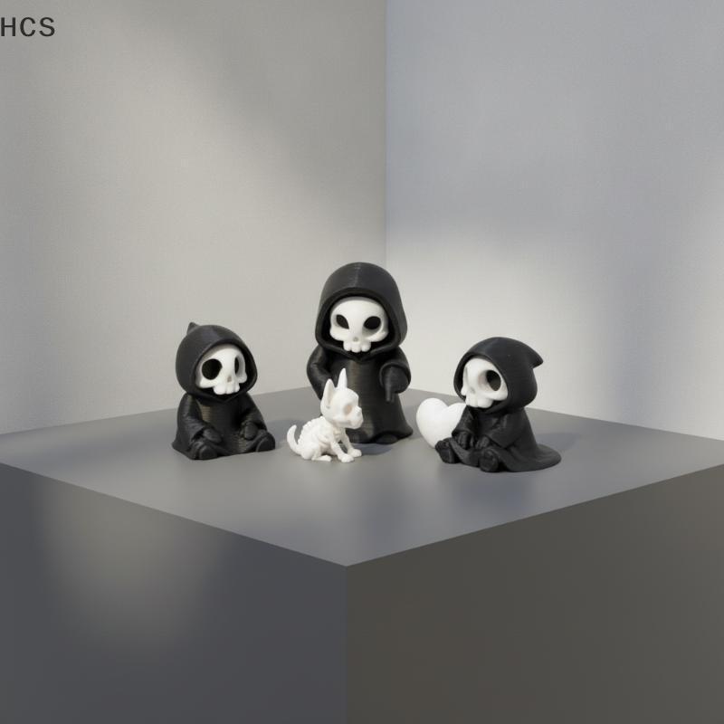 HCS Esqueleto Kawaii Alado Mini Grim Reaper Figura De Resina Segurando Ornamento De Caveira Decoração Exclusiva Para Sal