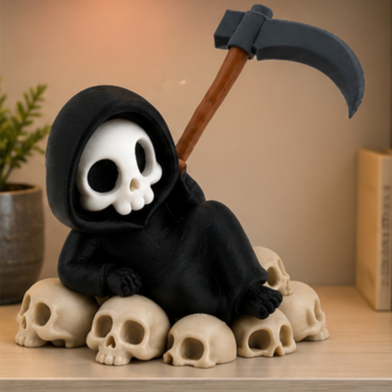 Bonequinho da Morte Mini Grim Fofa Enfeite Decorativo  Colecionável Morte Decoração Geek 3d