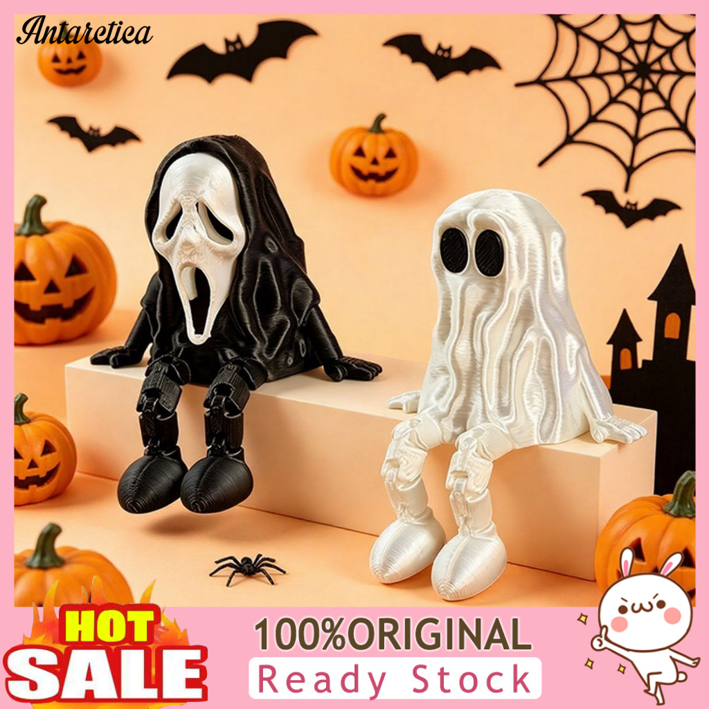 Movable Joint Halloween Decoration Stress Relief Toy Flexible Figurine 3d Printed Mini Grim Reaper Ghost Statue with Joi