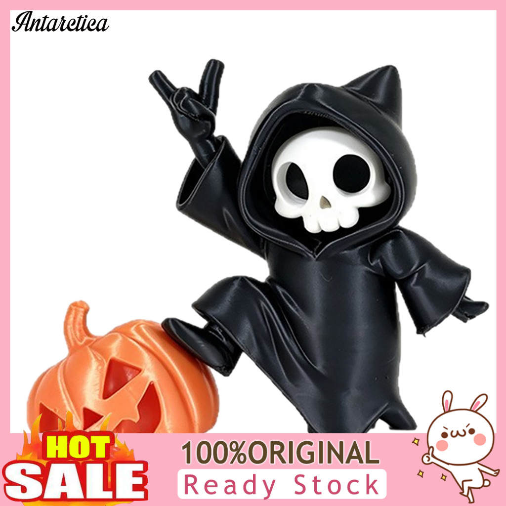Three-dimensional Grim Reaper Mini Statue 3d Printed Skull Figurine Cute Gothic Pumpkin Decor for Car Dashboard Office D